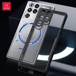 Xundd Airbag Shockproof Case with Camera Protection and Clear Back Stripe for ZTE nubia RedMagic 11 Pro+ (Black Stripes Clear)
