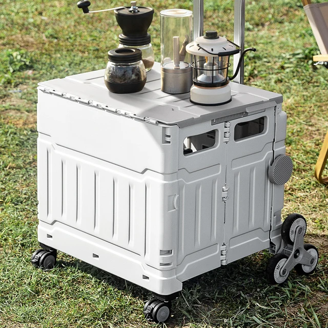 Új Frissítés Hordozható Hajtogató Bevásárlókosár Háztartás 75L Kemping Piknik Kocsi 8 Kerekek Hegymászó Kosár - Image 4