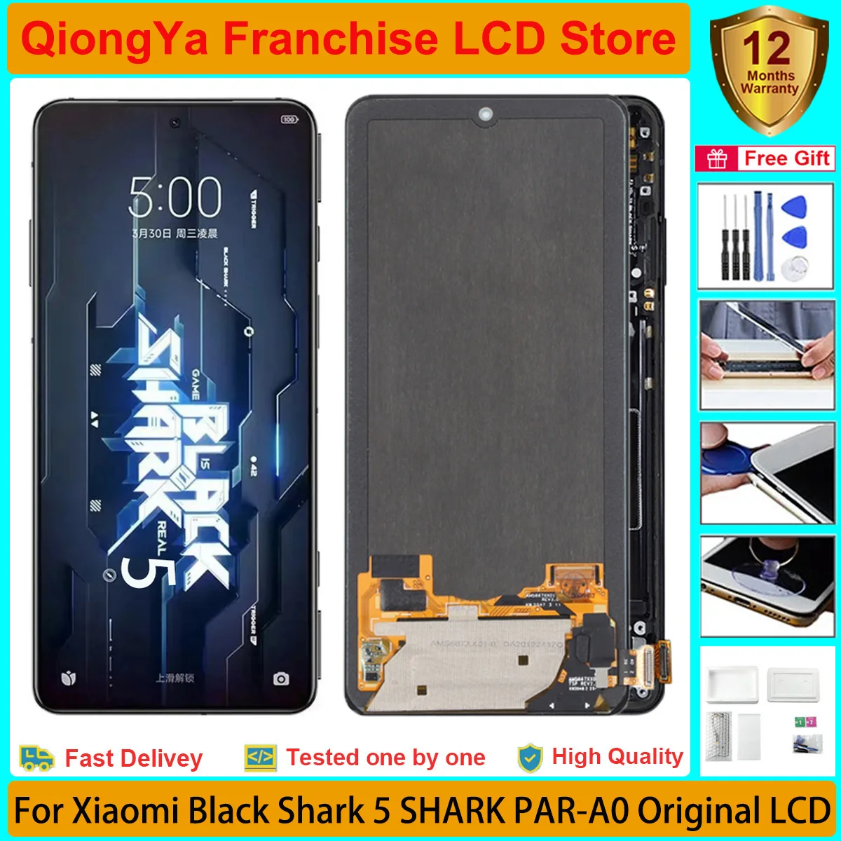 Display Originale Testato Da 6.67 "Per Xiaomi Black Shark 5 Par-A0 / 5 Rs Ksr-A0 / 5 Pro Ktus-A0 Lcd Touch Screen Digitizer Assembly