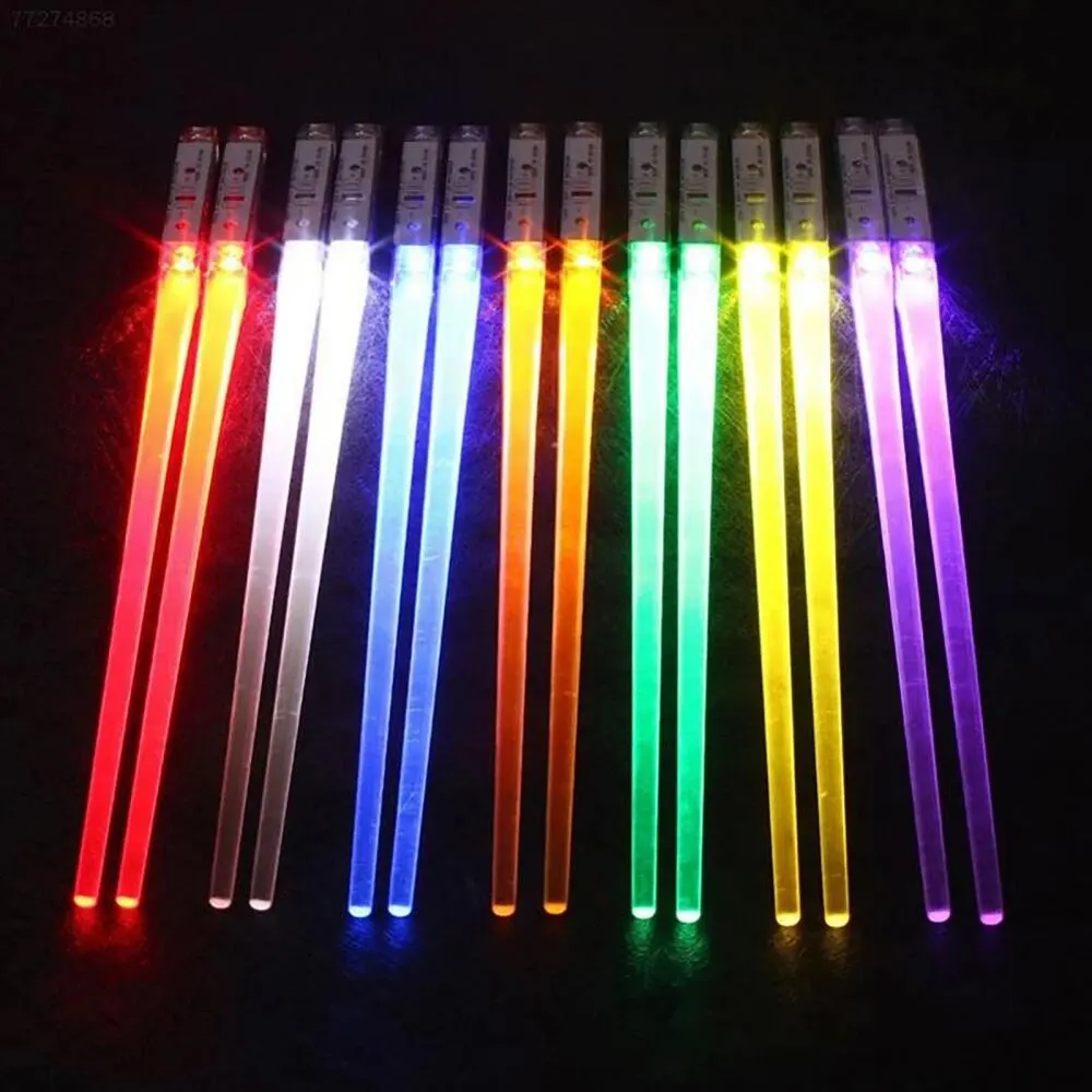 1 Pair LED Lightsaber Chopsticks Luminous Reusable Kitchen Light Up LED Chopstick Glowing BPA Free Food Safe Chopsticks led chopsticks