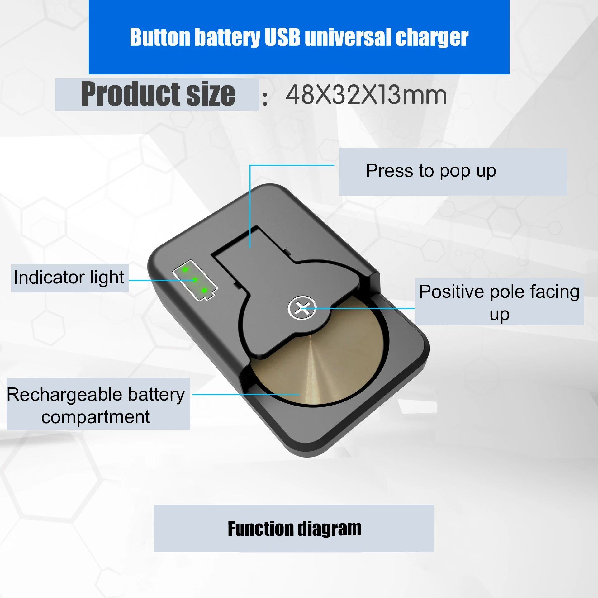 Portable Type-C Lithium Button Battery Charger for Multiple household uses Wide Compatibility Efficient Intelligent Charging type c battery charger