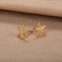 Vintage Summer Starfish Stainless Steel Stud Earrings For Women Simple Star Shell Earrings Stud Ocean Party Jewelry Gift 2025 - Image 3
