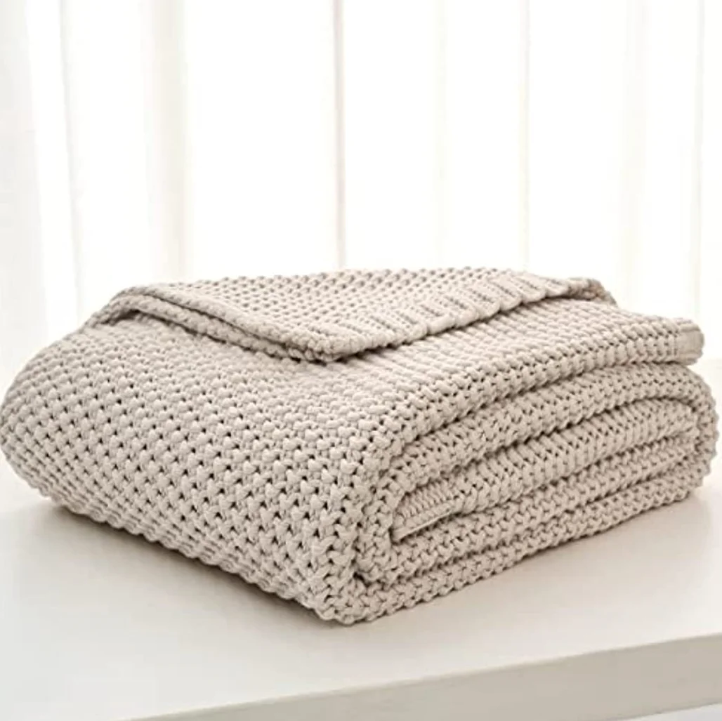 

Knitted Blanket Chunky Throw Blanket For Sofa Couch Nordic Bedspread On Bed Solid Color Soft Cozy Decorative Blankets 160*130cm