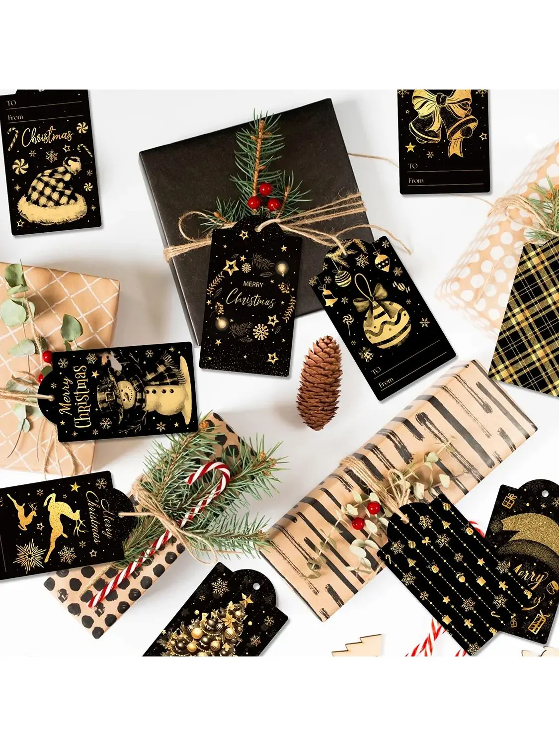 60 stücke Weihnachten Santa Claus Papier Tag mit String Nussknacker Geschenk Verpackung Label Box Dekoration Karte Für Weihnachten Party Liefert – Detail 16