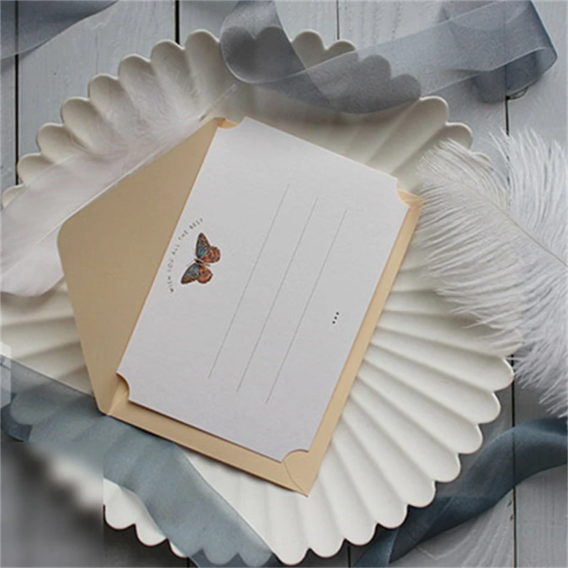 Greeting Card Light Luxury Embossed Stereo Bronzing Butterfly Pattern Gift Message Card Wedding Invitation