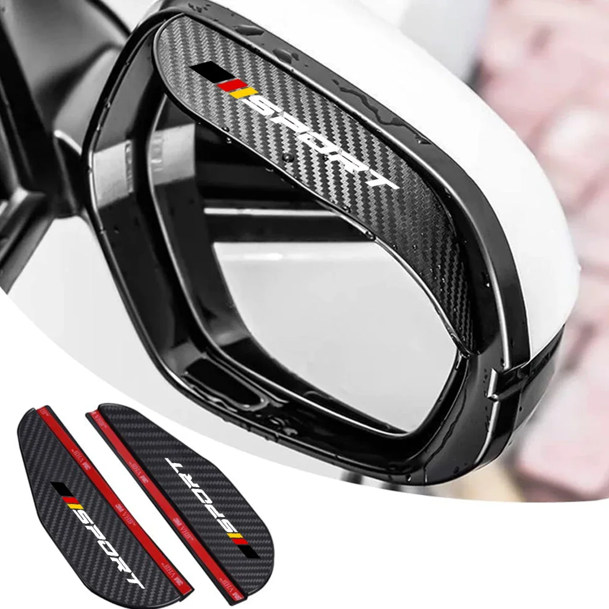 Car Rearview Mirror Rain Eyebrow Carbon Fiber Mirror Rain Snow Blocker Sun Visor 2Pcs For Audi BMW Mercedes Benz VW Toyota Honda car rearview mirror visor rearview mirror visor rearview mirror rain shield rearview mirror rain eyebrow rearview mirror rain guard