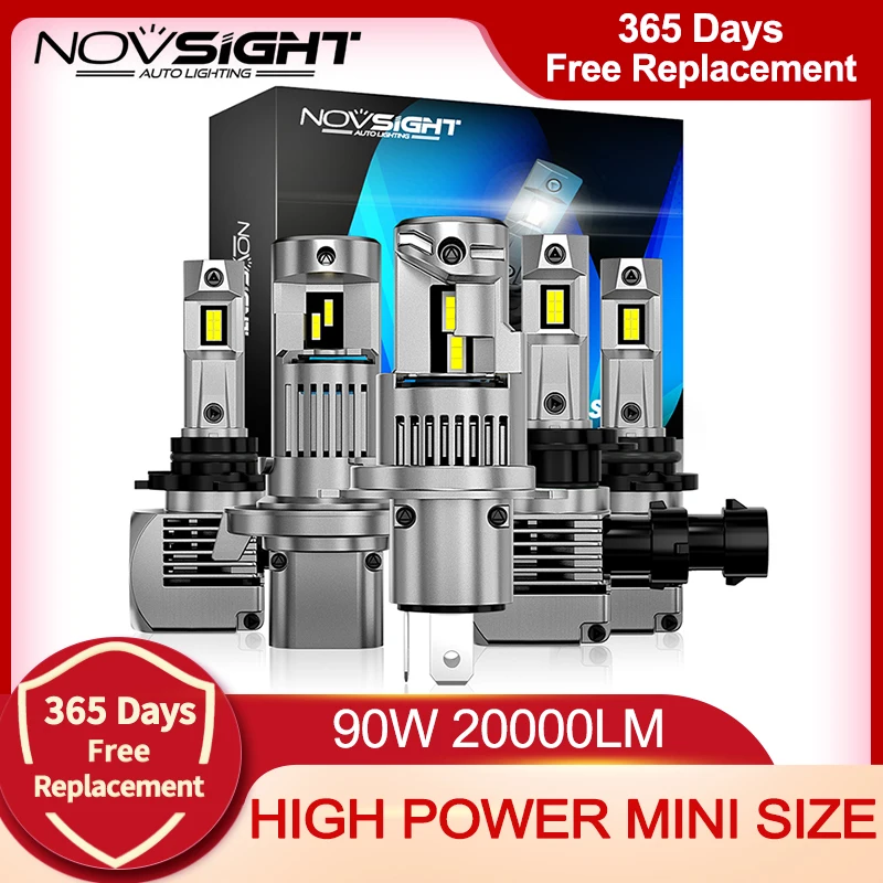 NOVSIGHT N56 H7 супер яркие лампы H4 светодиодный H11 H8 H9 9005 HB3 9006 HB4 H1 90W 20000LM 6500K Canbus мини