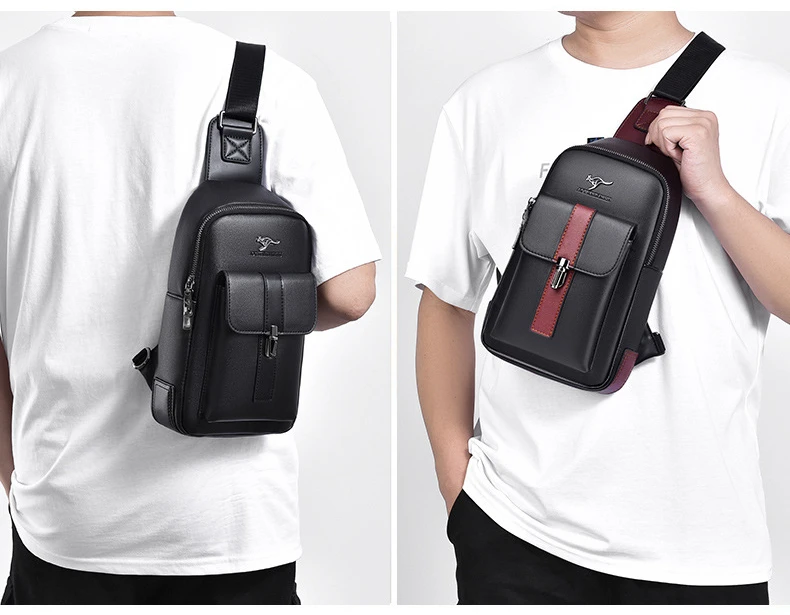 Running Waterproof Training Travel Messenger Pack Chest Bag Men's Leather Shoulder Bag Sports Multi-function Cross Body Handbag