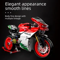 MOC City Technical Super Motorcycle Racing Motorbike Model Building Block DIY Locomotive Brick Toys for Children Boys Gifts 2