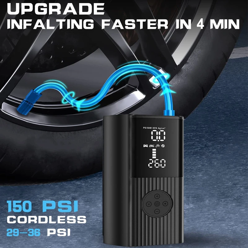 Pompa Di Gonfiaggio Pneumatici 8000Mah Pompa Ad Aria Elettrica 22 Cilindri Super Veloce Gonfiare 12V Dc Compressore D'Aria Per Auto Per Moto Bike Car 