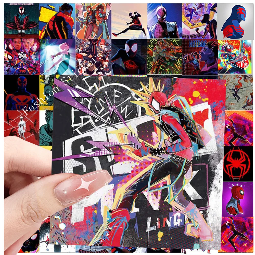 10/20/40/80pcs Disney Marvel Spiderman: Across the Spider-Verse Stickers for Kids Cool Anime Decals Toy Laptop Phone Car Sticker