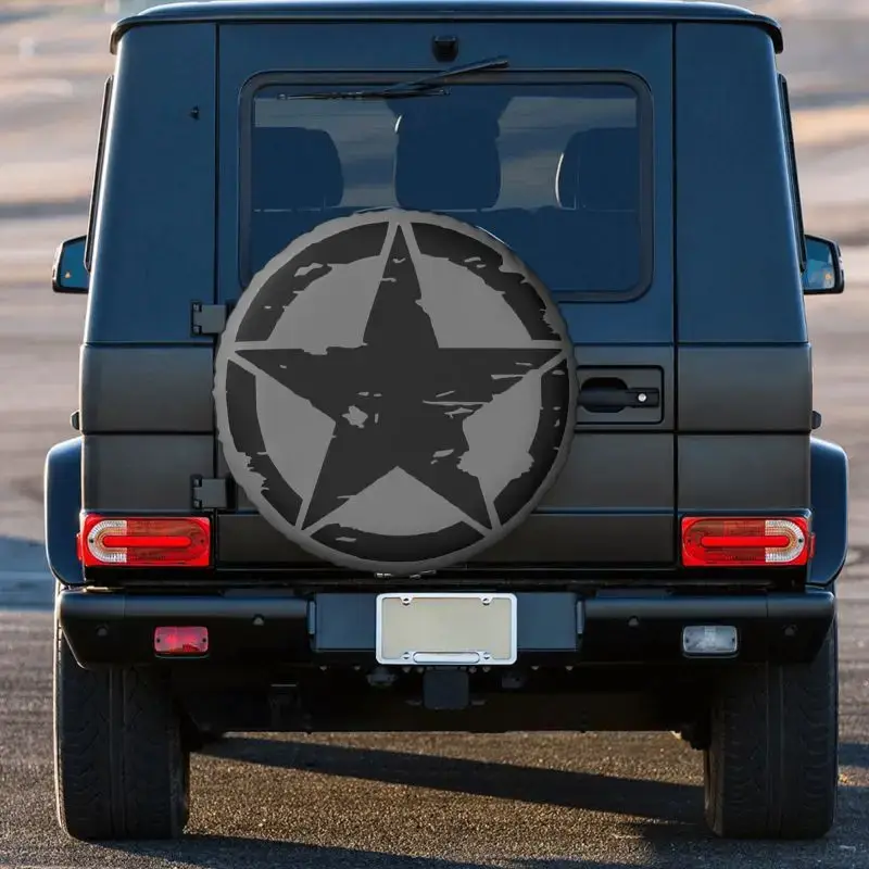 Military Tactical Army Star Spare Tire Cover for Jeep Hummer Pentagram SUV RV 4x4 Car Wheel Protectors 14" 15" 16" 17" Inch - Image 4