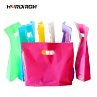 50PCS  Wholesale Color Beauty Plastic Shopping Bags with Handle Personal General Clothes Gift Packaging Bag Convenient Pouch 1