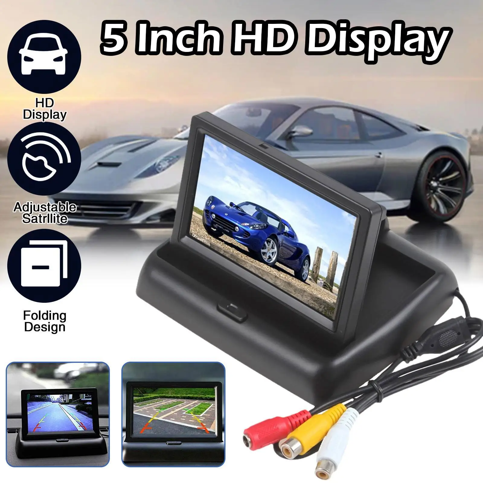 

5 Inch TFT LCD Car Monitor Car Rear View Monitor 2-channel Input Video Foldable Car Monitor S3W6
