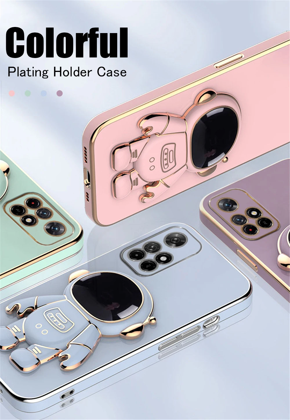 iphone 11 Pro Max  silicone case ציפוי Cartoon אסטרונאוט מחזיק סוגר טלפון מקרה עבור Xiaomi Redmi הערה 11 10 9 8 7 פרו 10T 9T 8T 10C 9C 9A 9T Civi Mix4 כיסוי iphone 11 Pro Max leather case