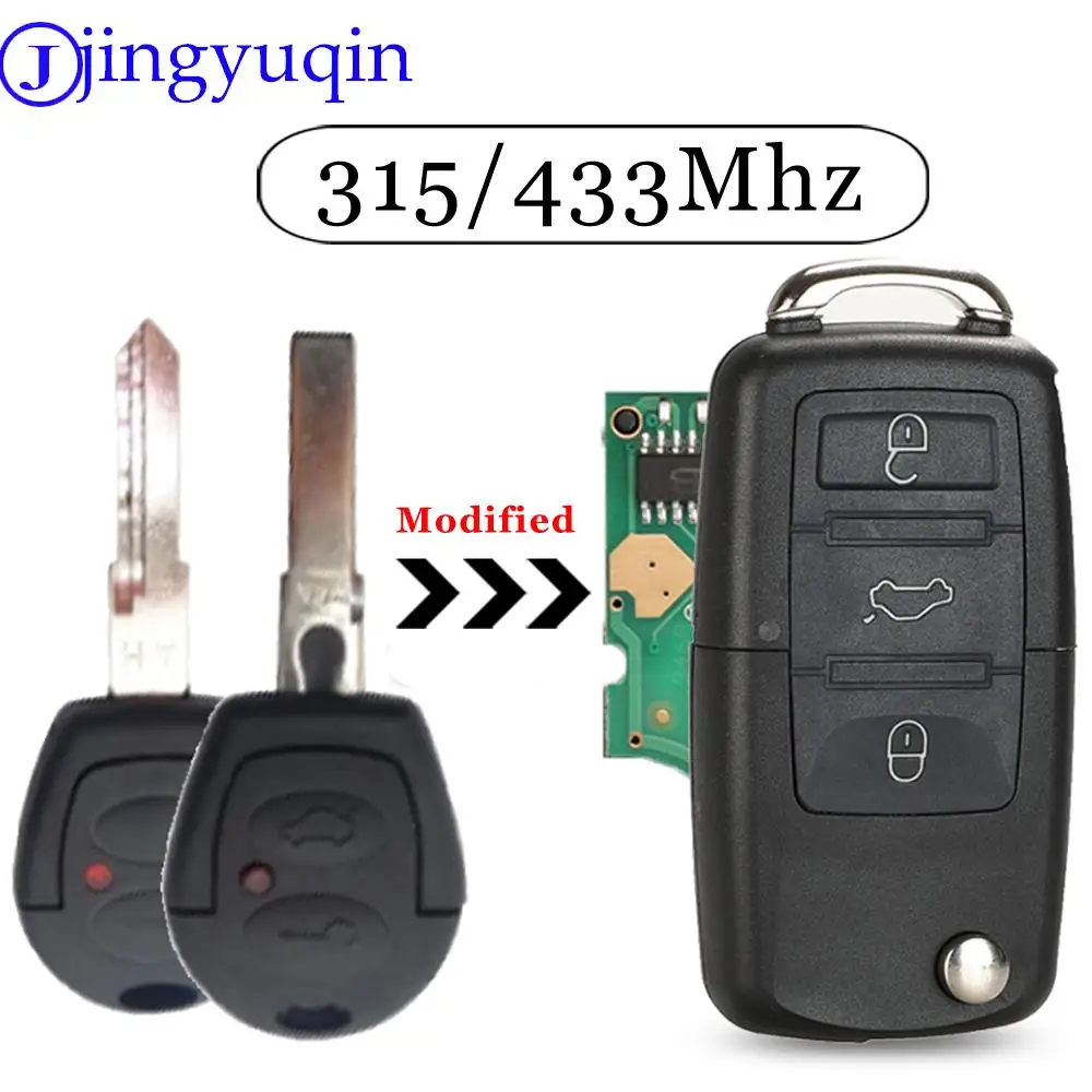 Jingyuqin 3 Pulsanti Smart Remote Car Key Per Vw/Volkswagen Gol Golf Jetta Fox Brasile 315/433Mhz Id48 Chip