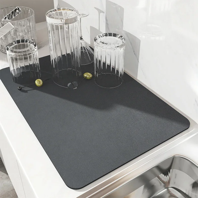 Drying Mat Diatomite Kitchen Sink Drainer Dish Drying Absorbent Coffee Mats Dinnerware Placemat