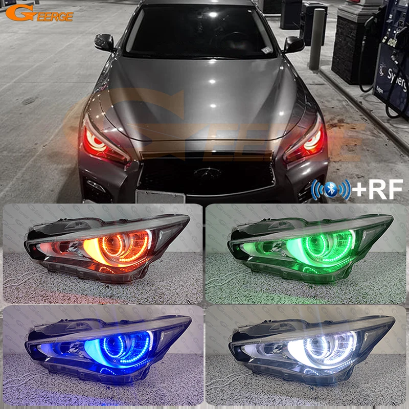 

For Infiniti Q50 V37 Q70 Q70L Y51 Nissan Skyline Bluetooth App Ultra Bright Multi-Color RGB Led Angel Eyes Kit Halo Rings