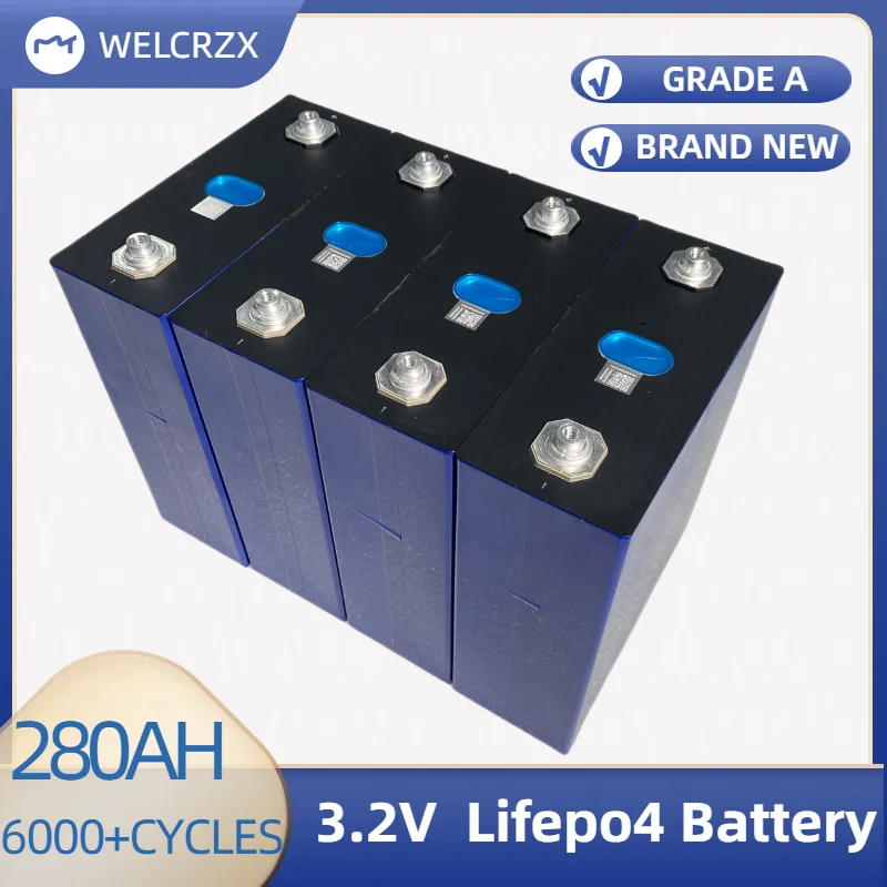 

Grade A 3.2V 280Ah Lifepo4 Battery Deep 6000 Cycles Rechargeable Batteri DIY 48V RV EV Boat Solar Home Energy Storage Cells Pack