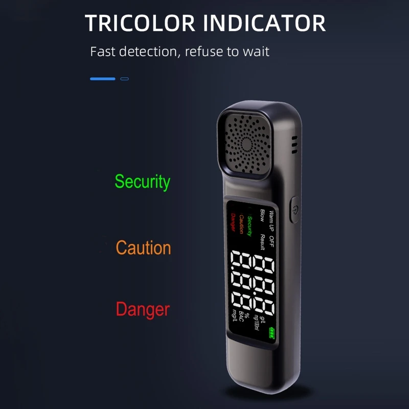 Blowing Breath Tester Breathalyzer LCD Screen Breathalyzer Portable Detector Quick Accuracy Response for