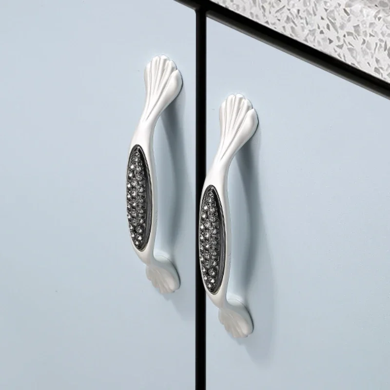 Handles Drawer Cabinet Furniture Kitchen Handles for Cabinet Knob Door Drawer Furniture Kitchen Knob White and Silver Hardware