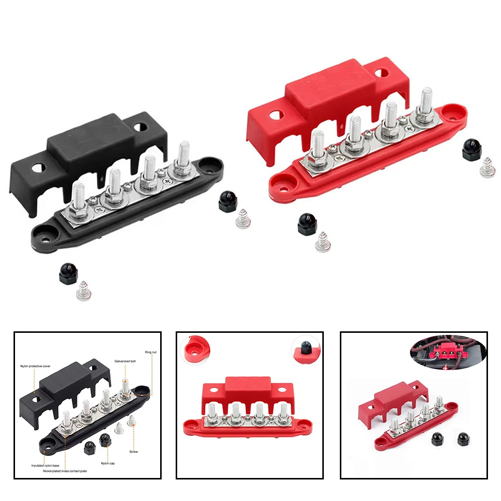 2pcs 12V-48V DC Busbar Distribution Block 250A BusBar With M8 Terminal Bolts Heavy Duty Power Distribution Terminal Block