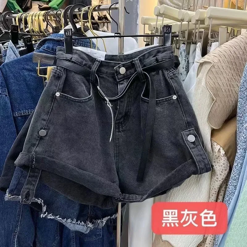 2022 Summer Women Casual Loose Vintage Wide Leg Short Jeans Female New High Waist Harajuku Green Blue Denim Shorts College Style