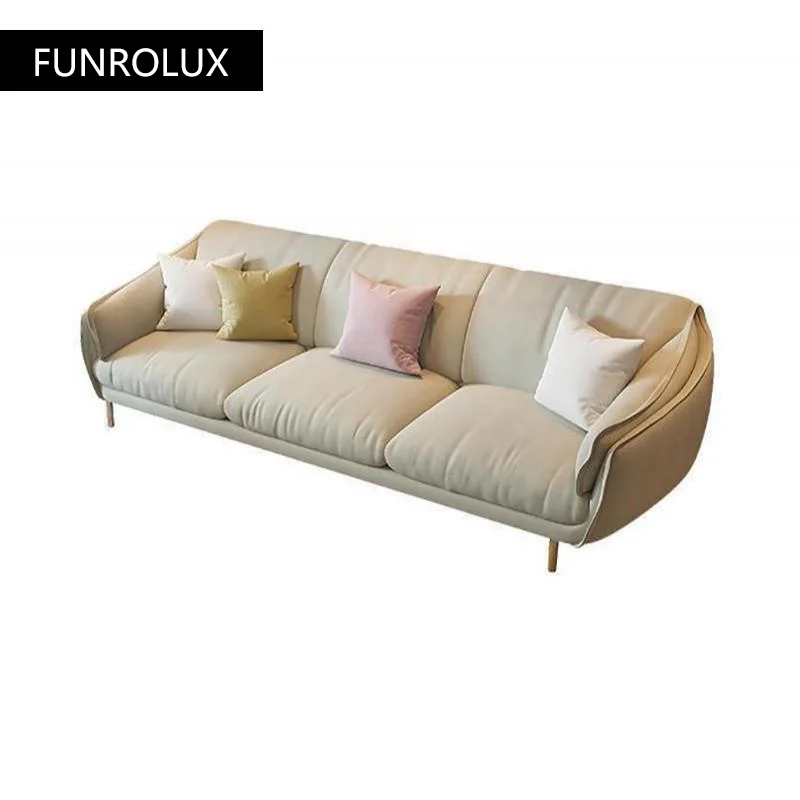

Modern light luxury style small apartment sofa living room simple sponge disposable technology fabric sofa combination