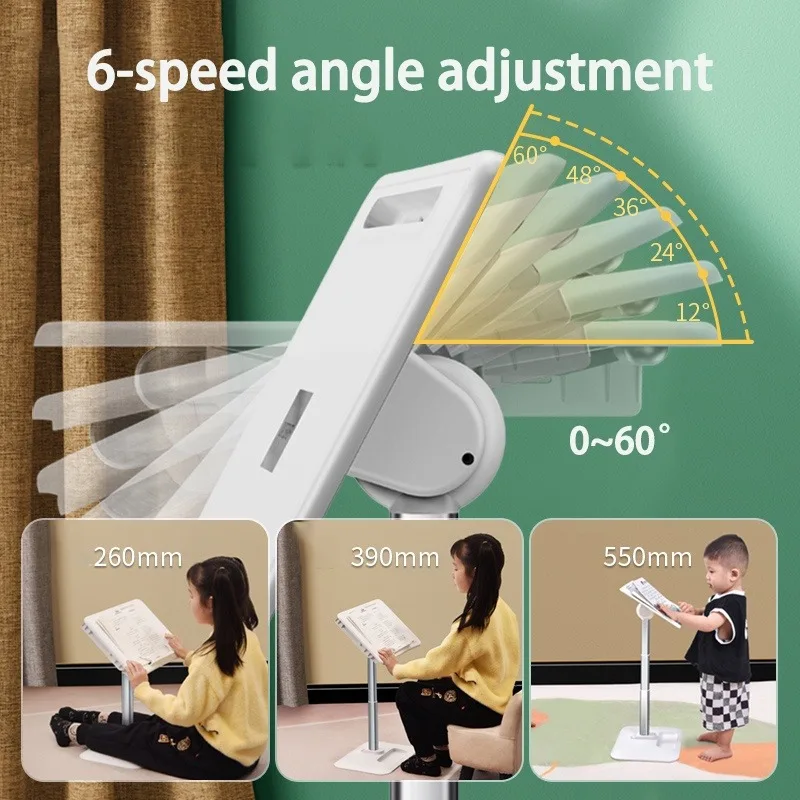 Eary Book Stand For Reading With Kids LED Light Adjustable Height Multifunctional Desktop Laptop Holder With Elastic Paper Clips
