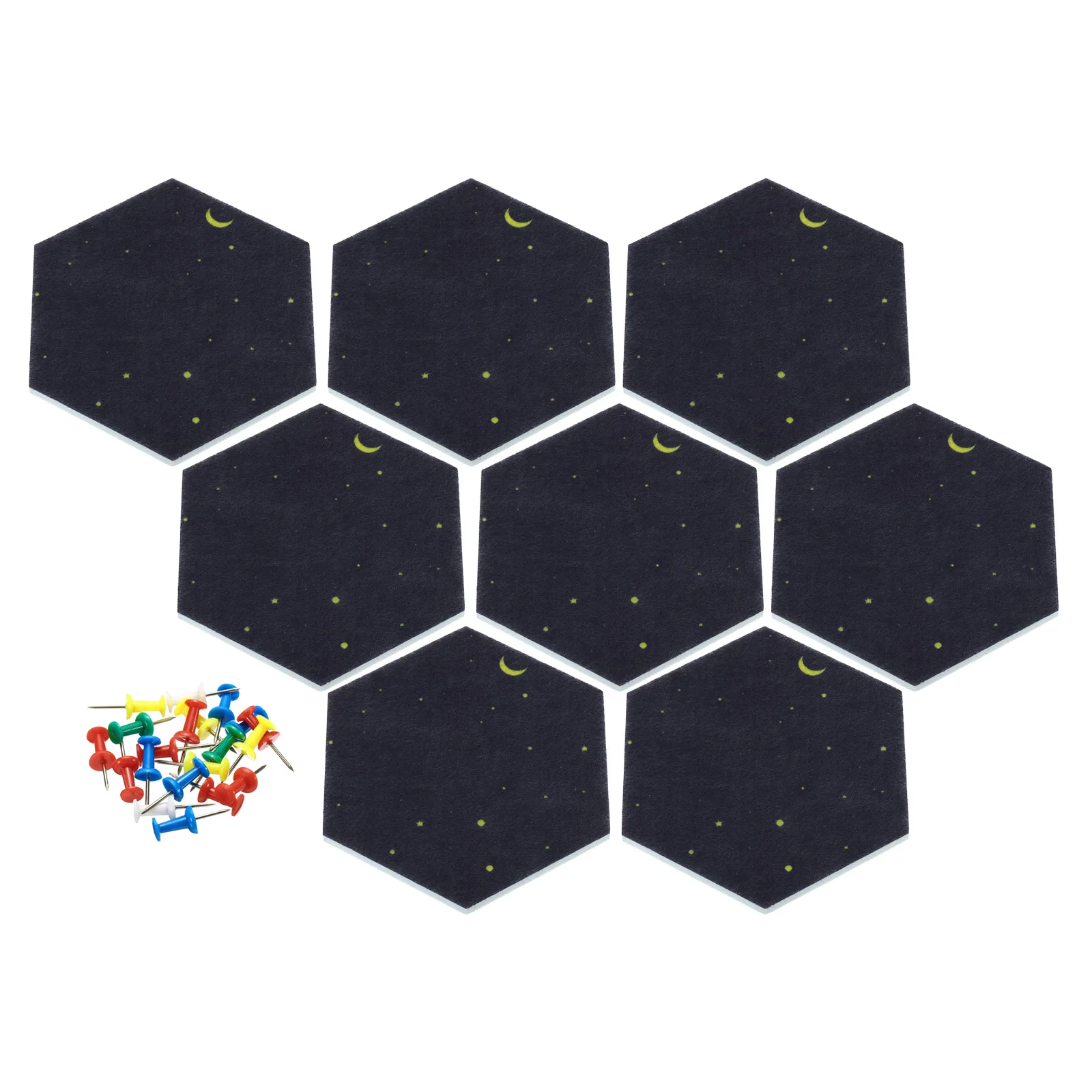 8Pcs Hexagon Felt Board Tile Bulletin Memo Photo Boards Self Adhesive Pin Board Notice Message Wall Decor Sticky Photo Display