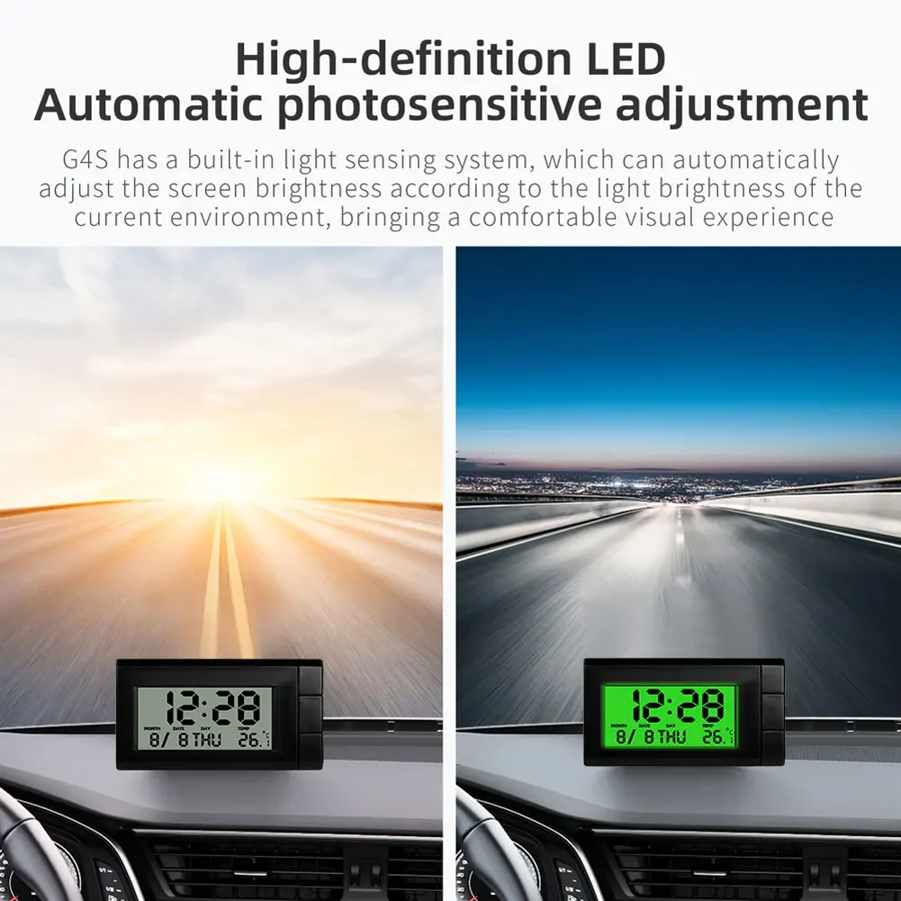 Car Electronic Clock LCD Display Auto Digital Calendar 2 in 1 Electronic Temperature Gauge for Car Accessories for Vehicle Parts