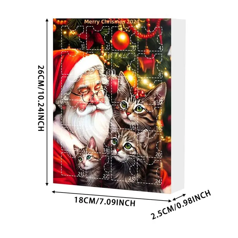 Christmas Cat Advent Calendar 24 days box Xmas Tree Hanging 2D Ornament Cartoon Festival Supplies Funny Holiday Decoration