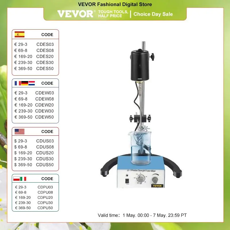 

VEOVR 3000RPM Electric Overhead Stirrer Mixer Magnetic Agitador Vortex Blender Shaker for Medical Biological Chemical Laboratory