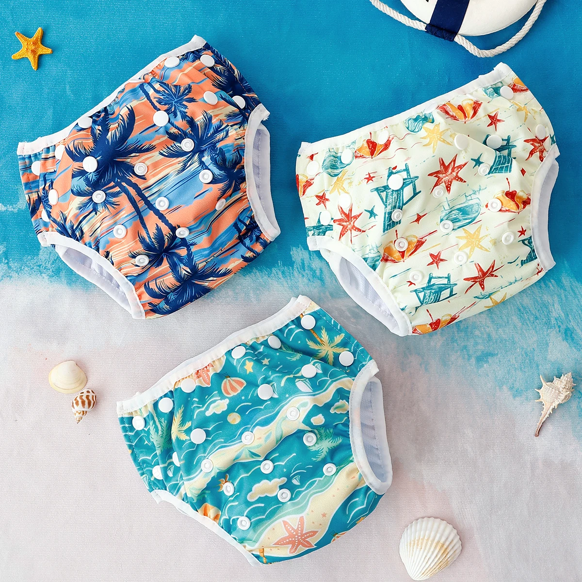 HappyFlute 3-Piece Mesh Cloth Inner Fabric Baby Swimming Diaper