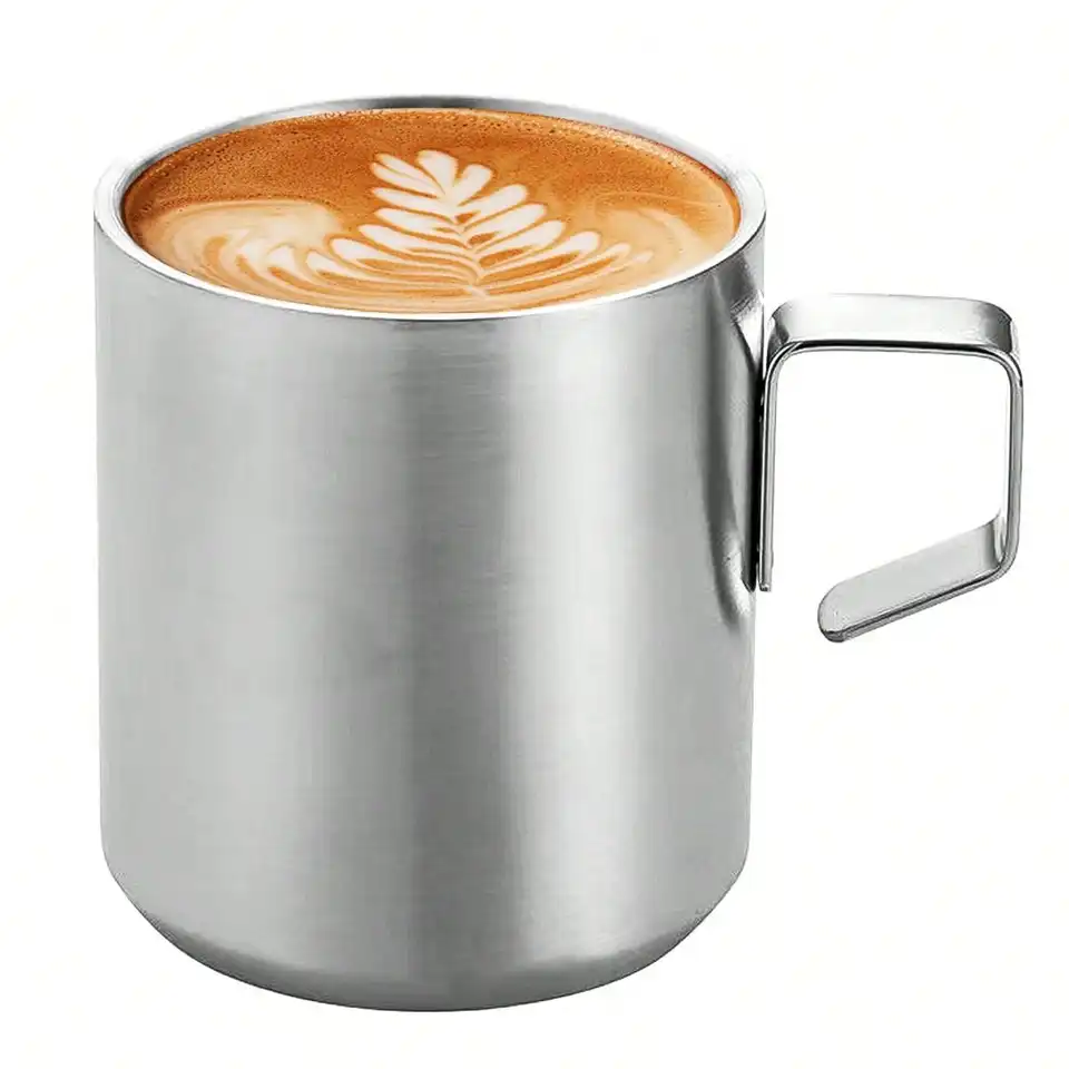 Tazza Termica In Acciaio Inox Con Coperchio E Manico - Doppia Parete, 400 Ml, Per Caffè, Tè E Campeggio