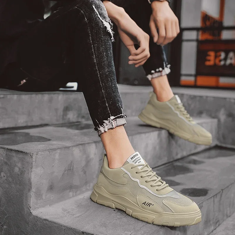 Men's Vulcanize Shoes Mesh Male Sneakers Spring Fashion Lace-up Solid Men Casual Shoes Rubber Flat Autumn Casual Man Shoes 4