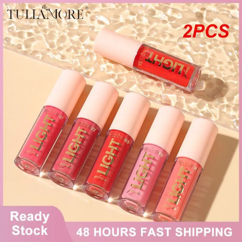 

2PCS Cosmetics Matte Texture Moisturizing Shelf Life 3 Years Makeup Lip Glaze Small Design Mirror Pearlescent
