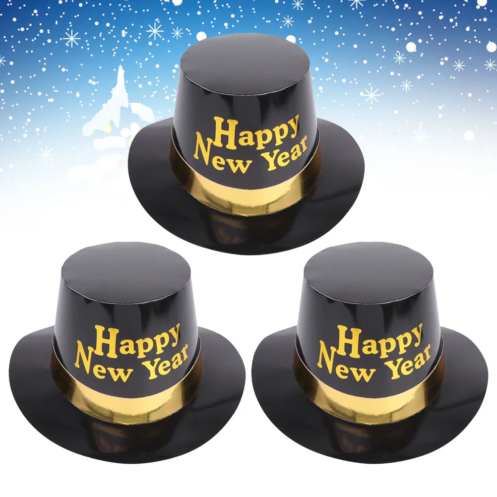 

3pcs Happy New Year Hats 2021 Fancy New Year Paper Hat Cheers New Year Party Favors for New Years Eve Party Supplies ( Yellow