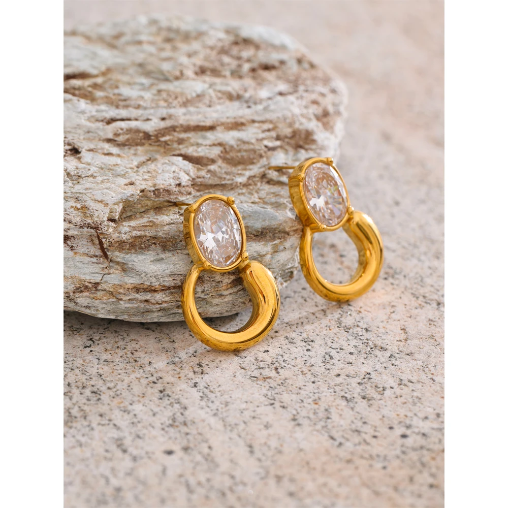 Yhpup Geometric Stud Earrings 18K Golden Plated