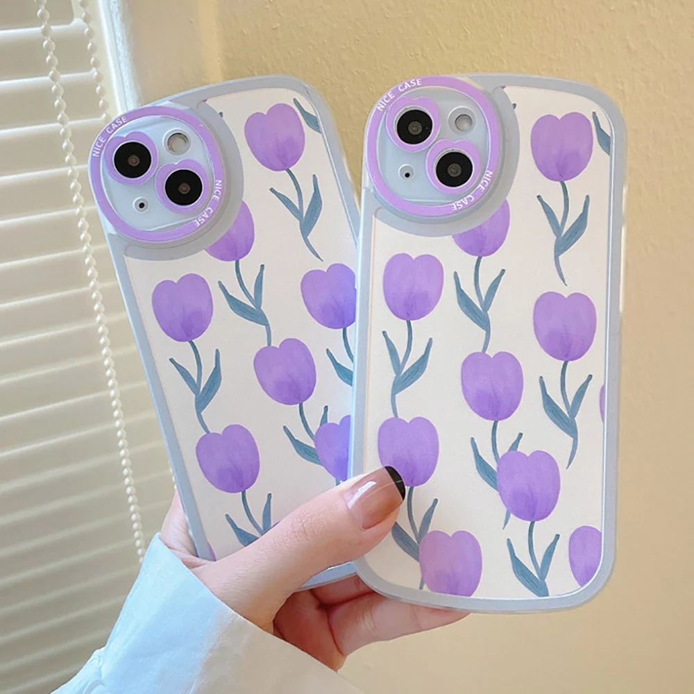 Purple Flower Shockproof Case For Iphone 13 Case Iphone 11 Pro Max Xr 7 8 6S Plus X Xs Max Se 2 3 13 Mini Funda Iphone 12 Cover