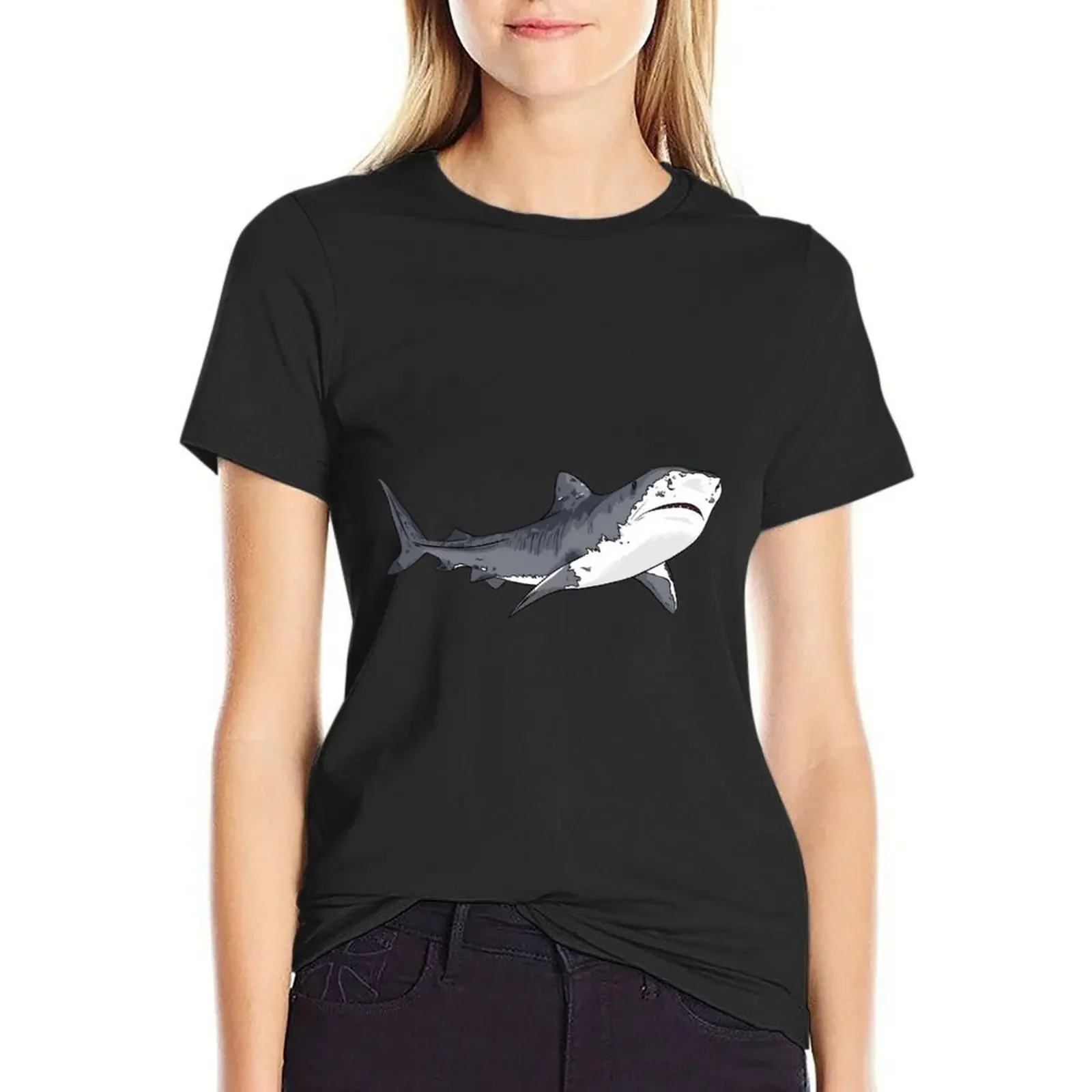 

Tiger Shark T-shirt shirts graphic tees female Short sleeve tee summer blouses woman 2024