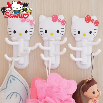 산리오 쿠로미 헬로 키티 멜로디 시나모롤 포차코 스피닝 후크, 주방 욕실 네일 프리 벽 스티커 후크, 다용도 후크