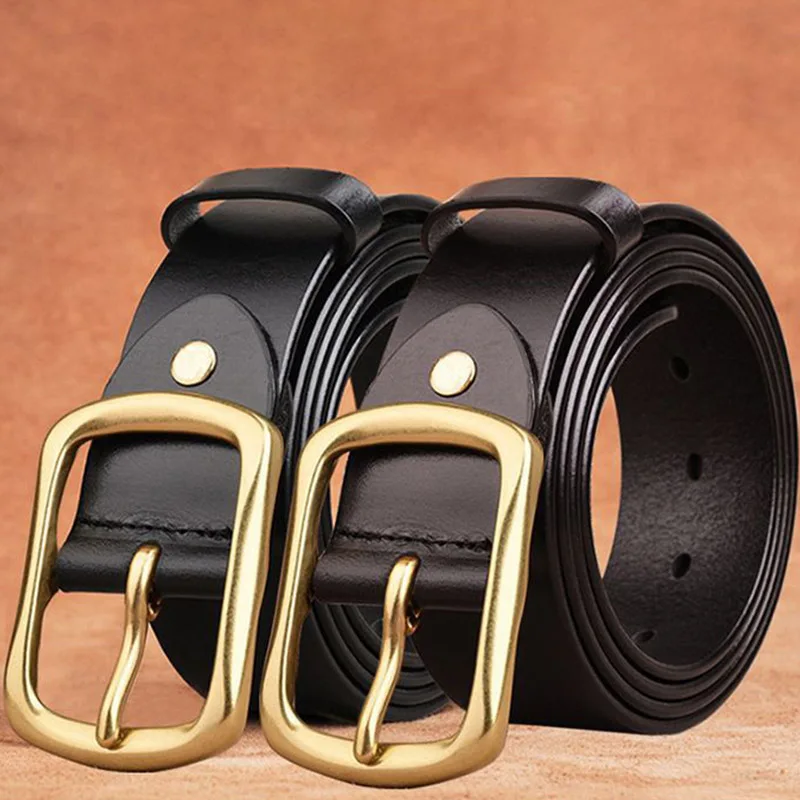 2023 Autumn Winter Men's Belt Leather Retro Needle Buckle Design Cowhide Waistband Business Travel Lacquer Leather Pant Straps