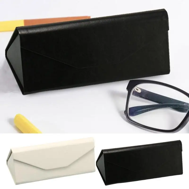 

Simple Foldable Triangular Leather Hard Case For Glasses Eyeglass Sunglasses Lens Container Box Purse Eyewear Accessories