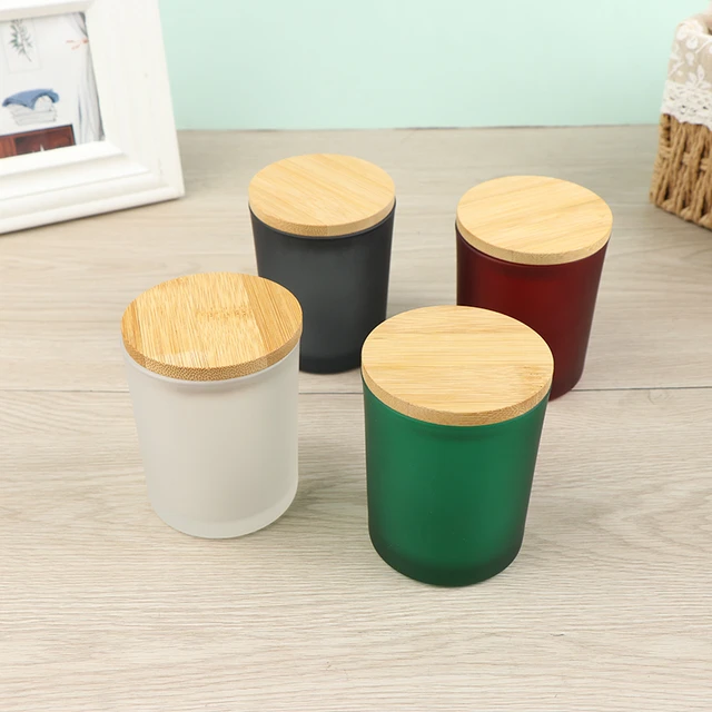 Glass Cups Holders Bulk Wooden Cover Candles DIY Small Bamboo