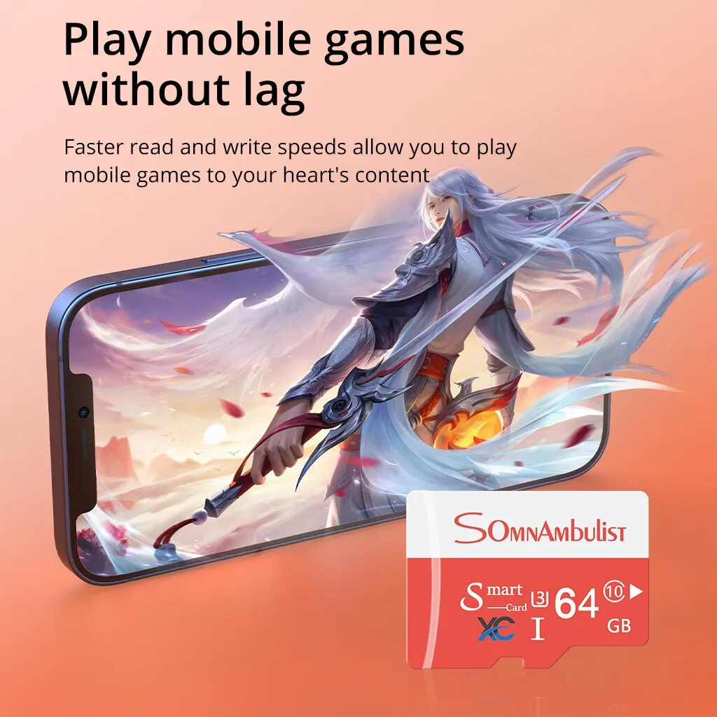 SomnAmbulist  ޸ ī,  ī޶  ġ, ũ SD ī, 64GB A1 ̴ TF ī, C10 U3, V30
