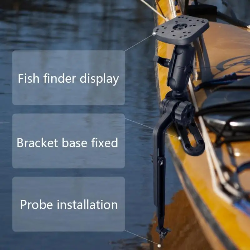H8WC Kayak Transducer Mounting Arm Fish Finder Mount Base Adapter with Gear-Head Fits All Post Mounts