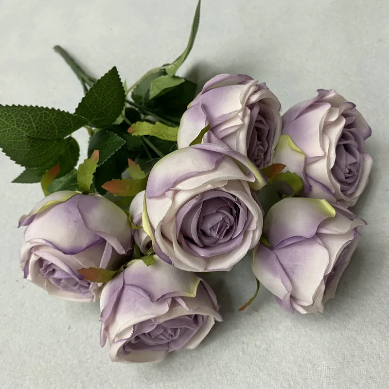 Wedding Simulation Rose Bundle, Princess Rose, Brushed Cloth, Decoration Flowers, 7-Head Bundle, 44.5cm