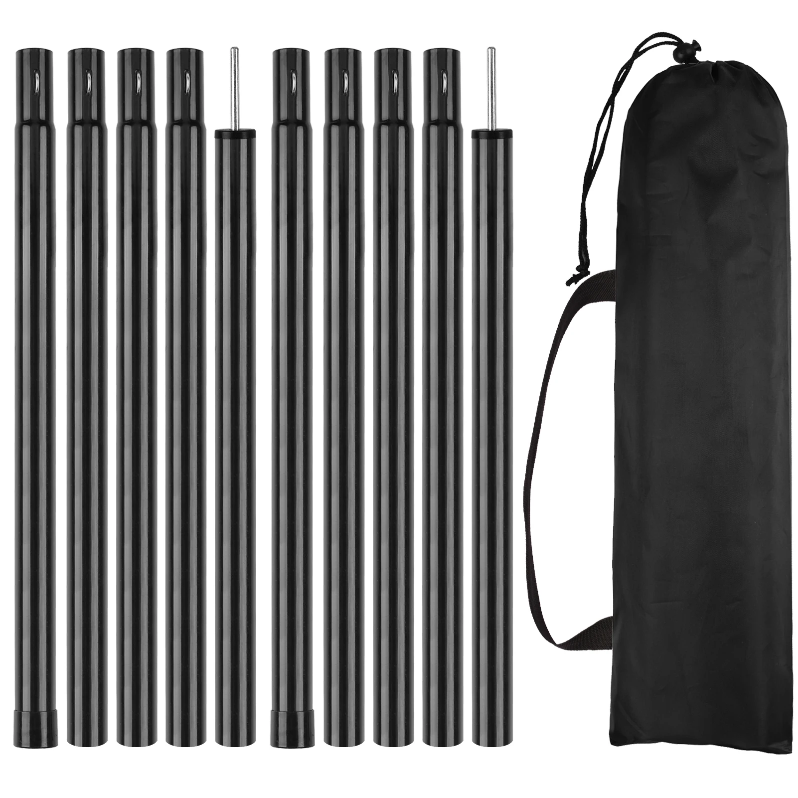 Tent Poles Camping Poles for Tarp Awning Canopy Shelter Sun Sail Tarpaulin Headroom Galvanized Steel Adjustable Telescoping Rods