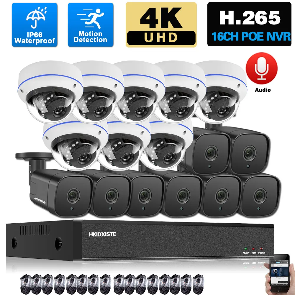 

H.265 IP CCTV Camera Security System POE 4K 16CH NVR Kit Outdoor IR Night Vision POE Video Surveillance System Set 8CH 8MP XMEYE